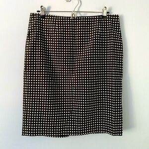 Ann Klein Women Size 10 Black & White Polka Dots Lined Skirt Full Zipper Back